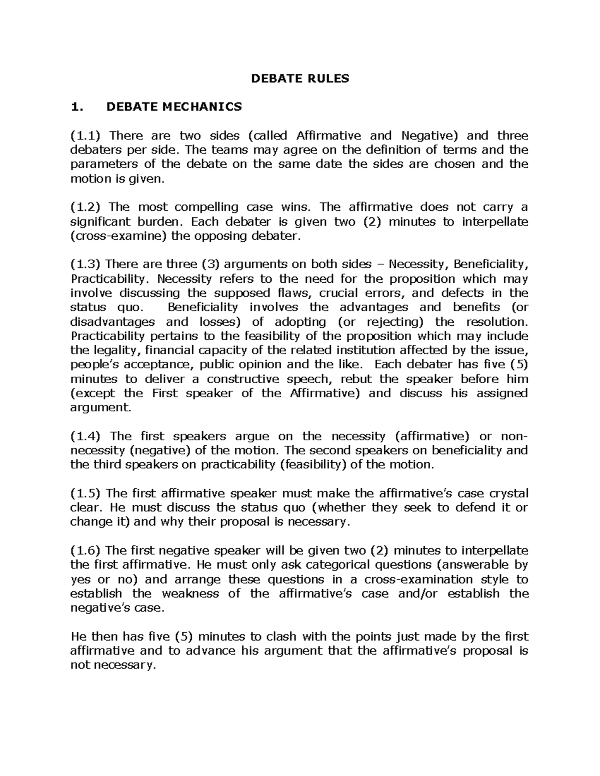 Debate-criteria - - Studocu
