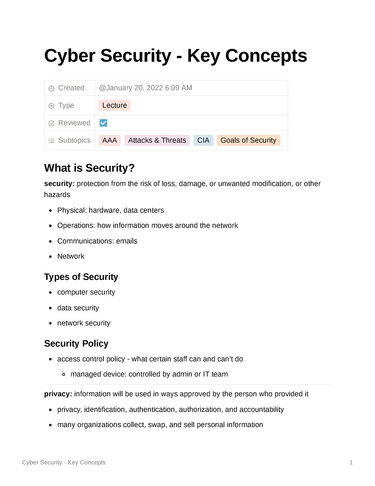 Cyber Security - Key Concepts - Cyber Security - Key Concepts Created ...