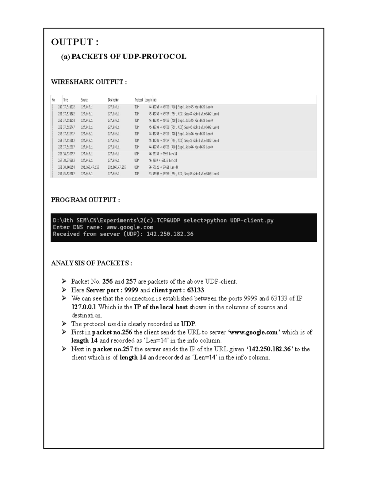 Output - converted - eee - OUTPUT : (a) PACKETS OF UDP-PROTOCOL ...