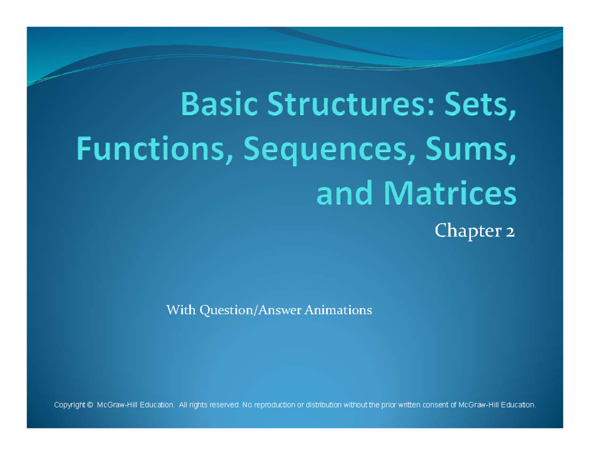 COMP 232 -Mathematics for Computer Science - Sec 2.3 and 2.5 Functions ...