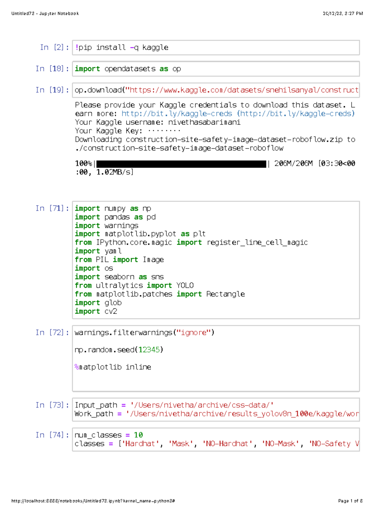 Jupyter Notebook - In [2]: In [18]: In [19]: In [71]: In [72]: In [73 ...