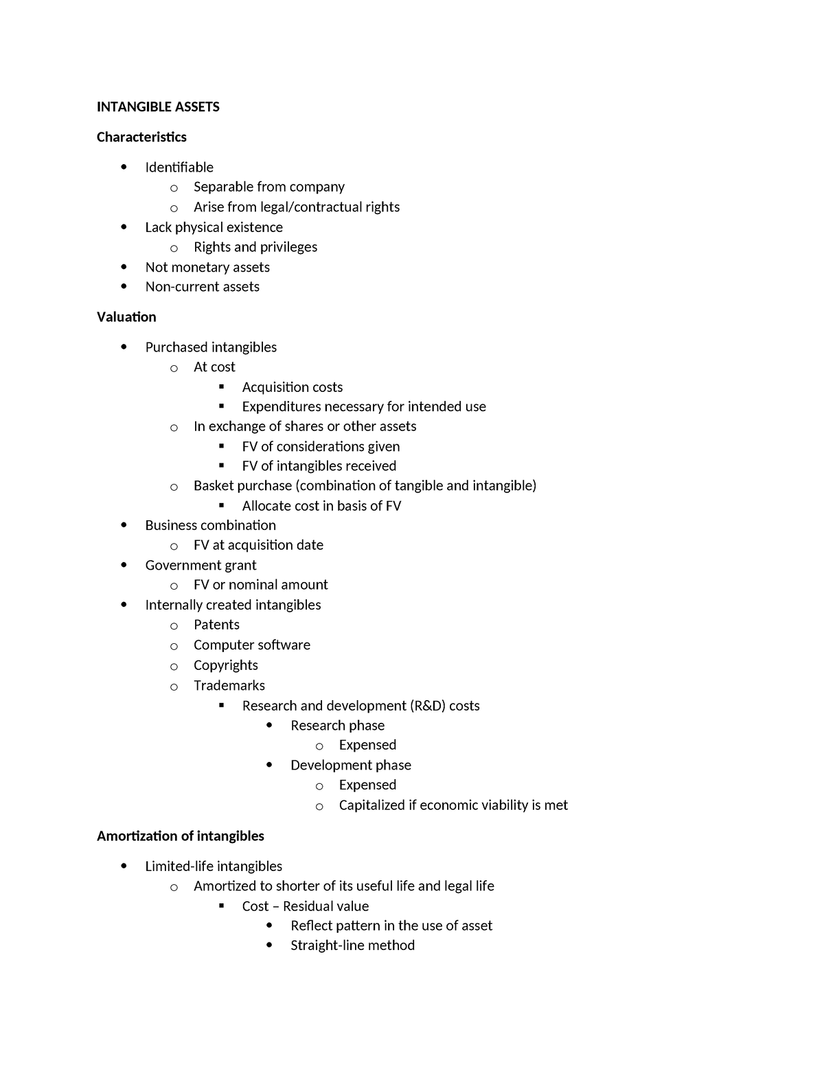 Intangible Assets - Studocu