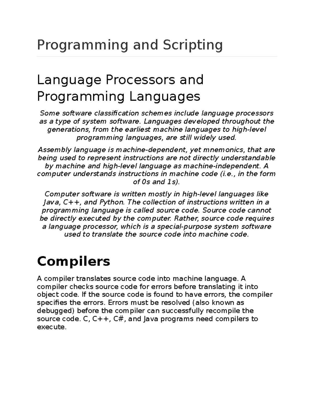 Module 17 Programming AND Scripting - Programming and Scripting ...