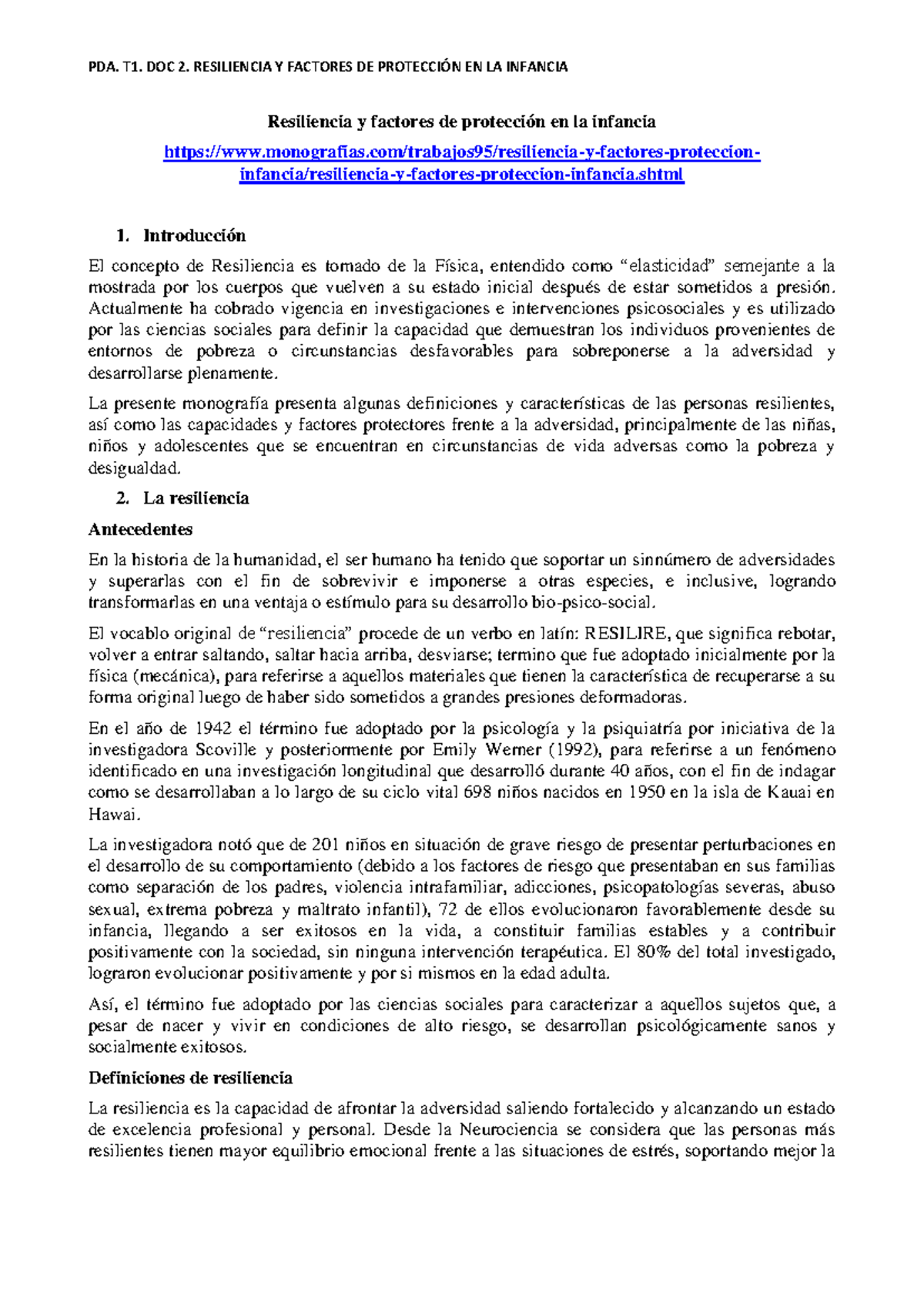 T1. Doc 2.Resiliencia y factores de protección en la infancia ...
