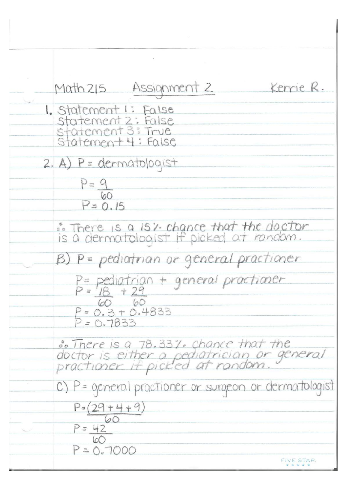 Math 215 Assignment 2 - Received 100% - Math 215 - Studocu