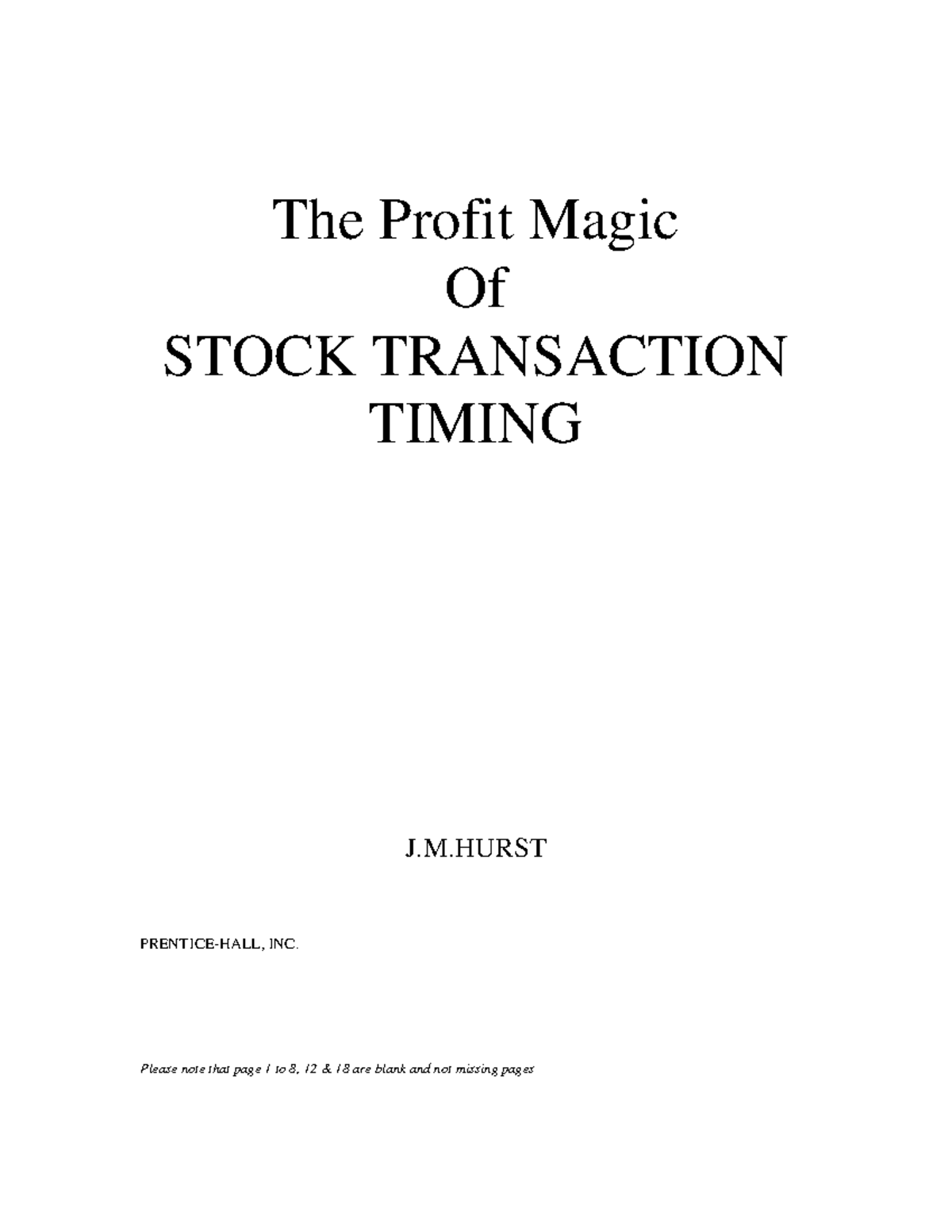 J.M. Hurst - The Profit Magic of Stock Transaction Timing-Traders Press ...