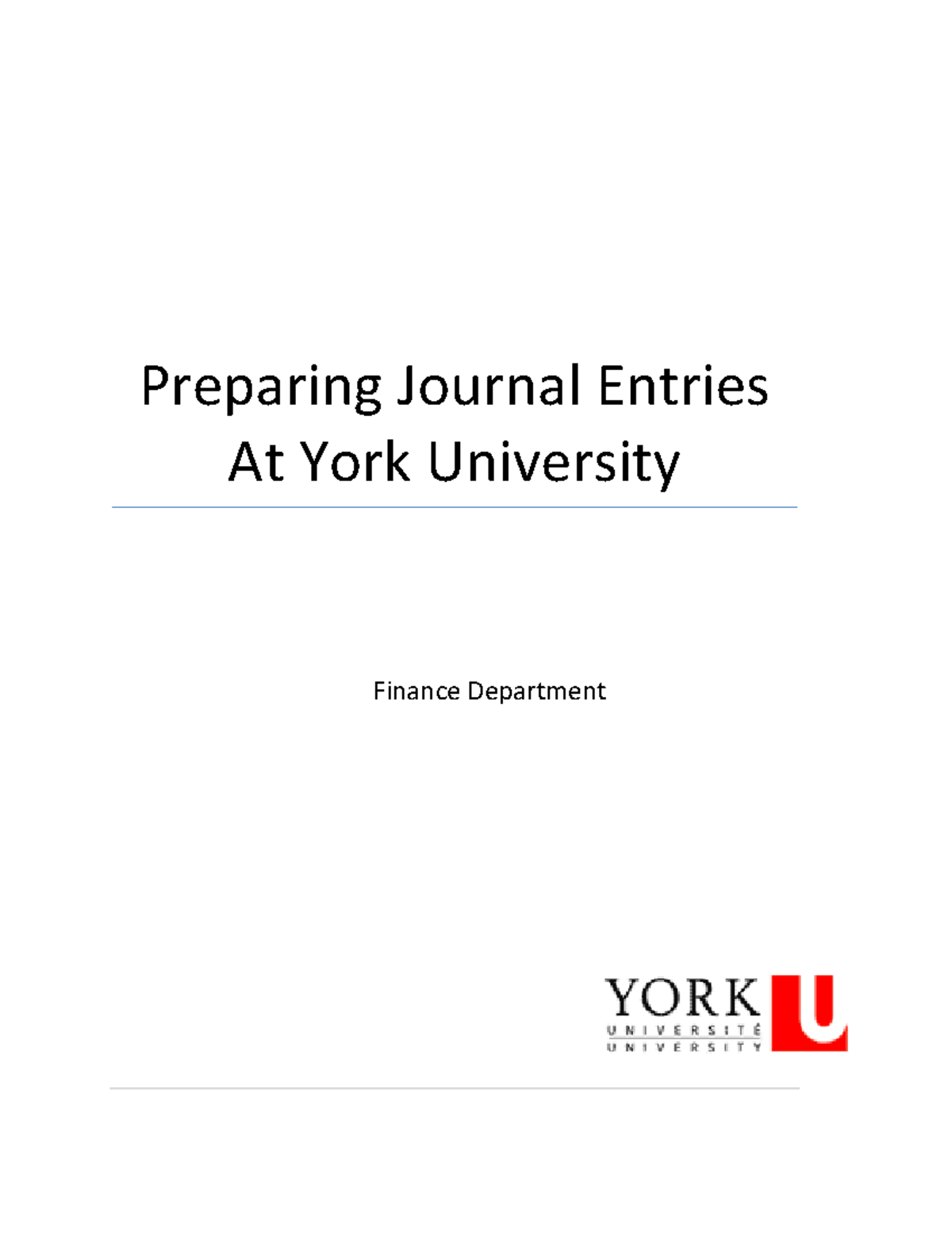 Journal Entry Manual - Preparing Journal Entries At York University ...