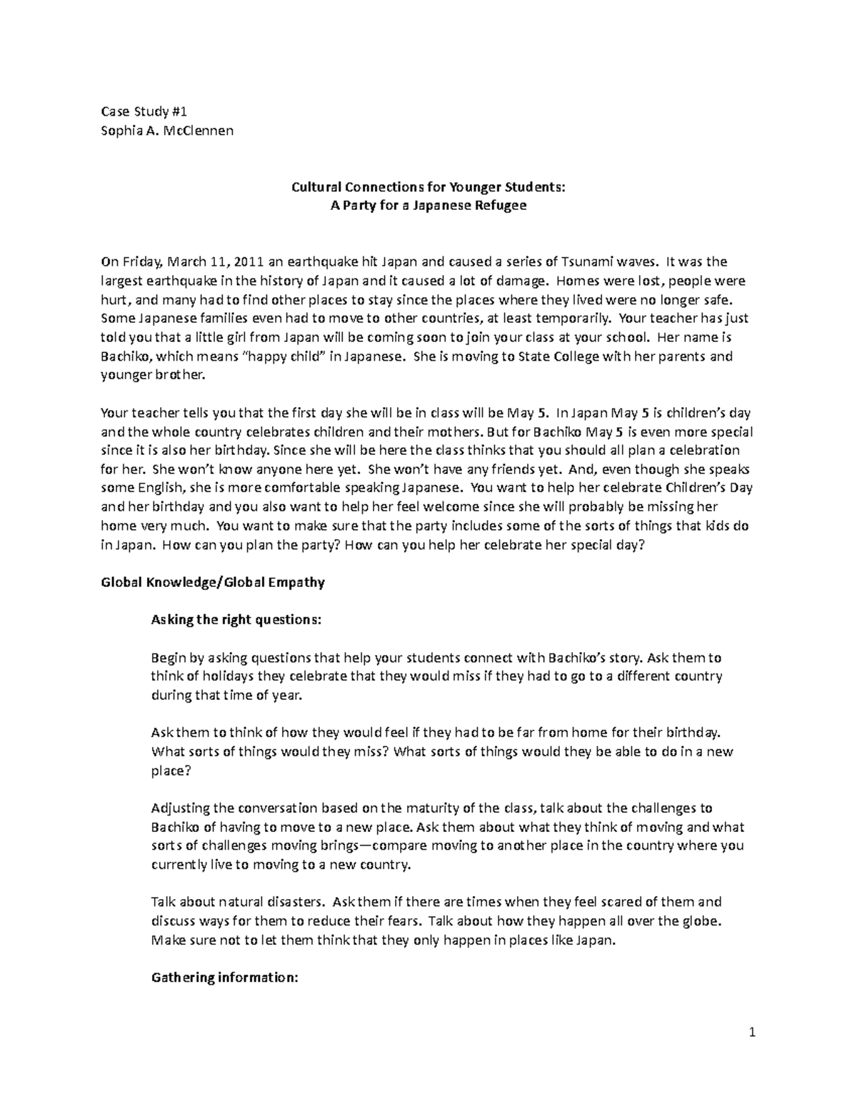 Case Study 1 đừng xem làm j Case Study Sophia A. McClennen