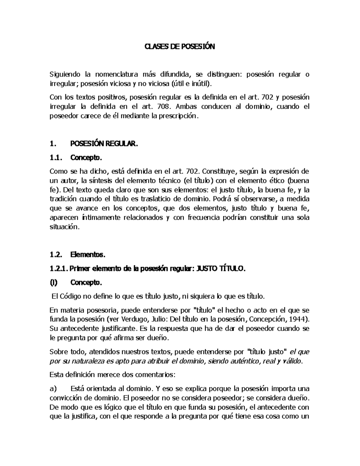 Derecho Civil Posesión Regular - CLASES DE POSESIÓN Siguiendo la ...