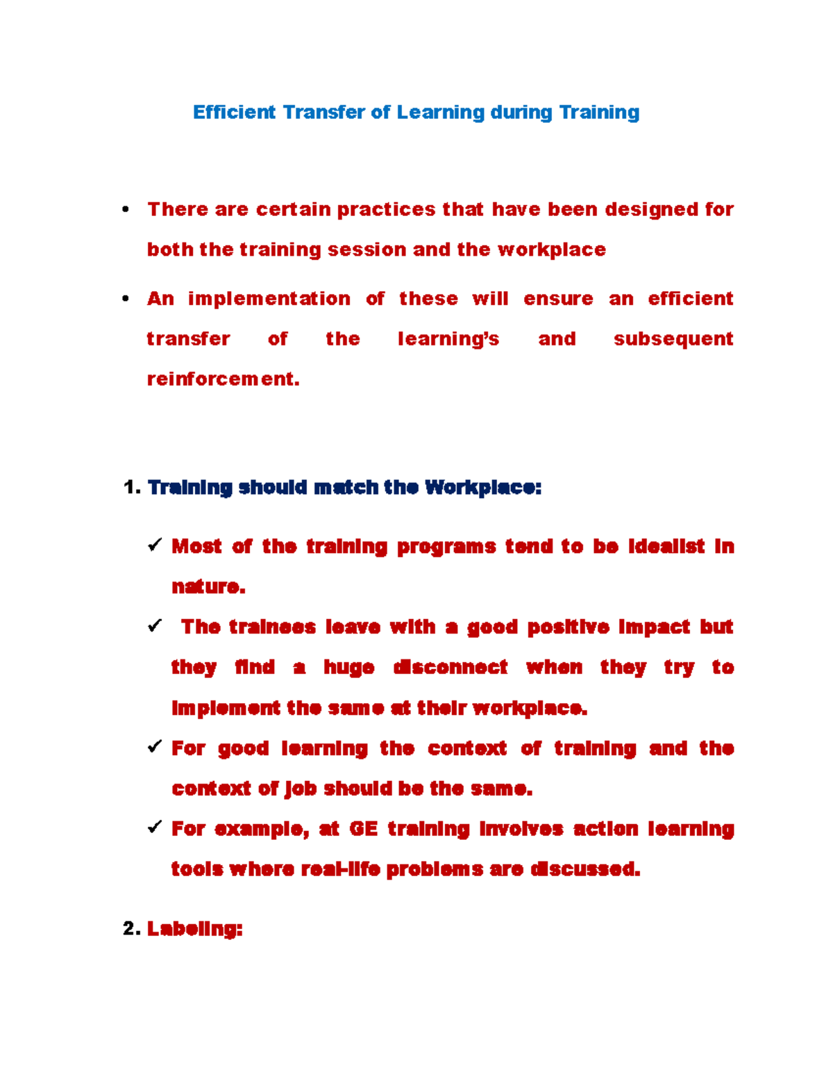 Efficient Transfer of Learning during Training - Report - Efficient ...