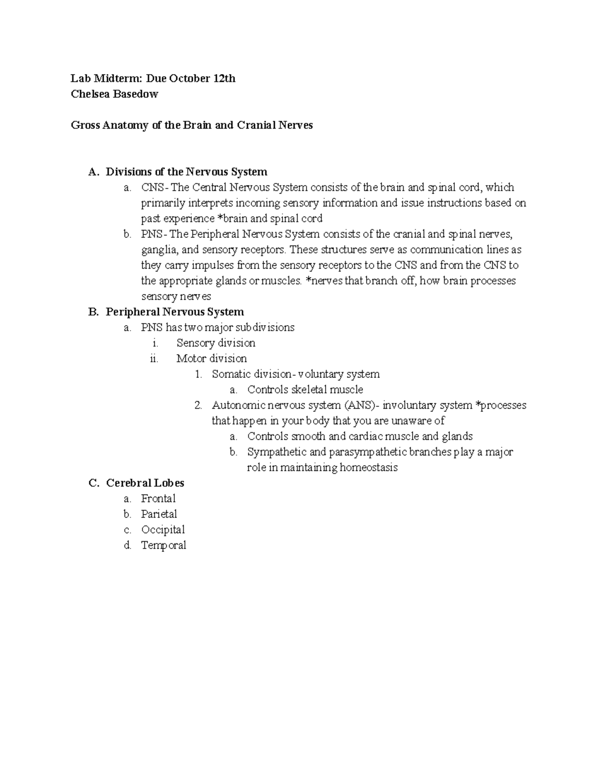 Lab Midterm - this is the outline of the course material for the test ...