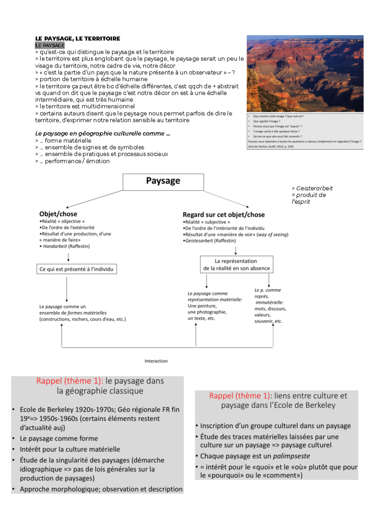 2. Le paysage - notes compl - LE PAYSAGE, LE TERRITOIRE LE PAYSAGE > qu ...