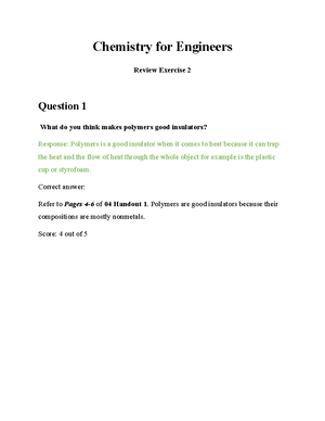 Chemistry For Engineers Review 1 - Chemistry For Engineers Review ...