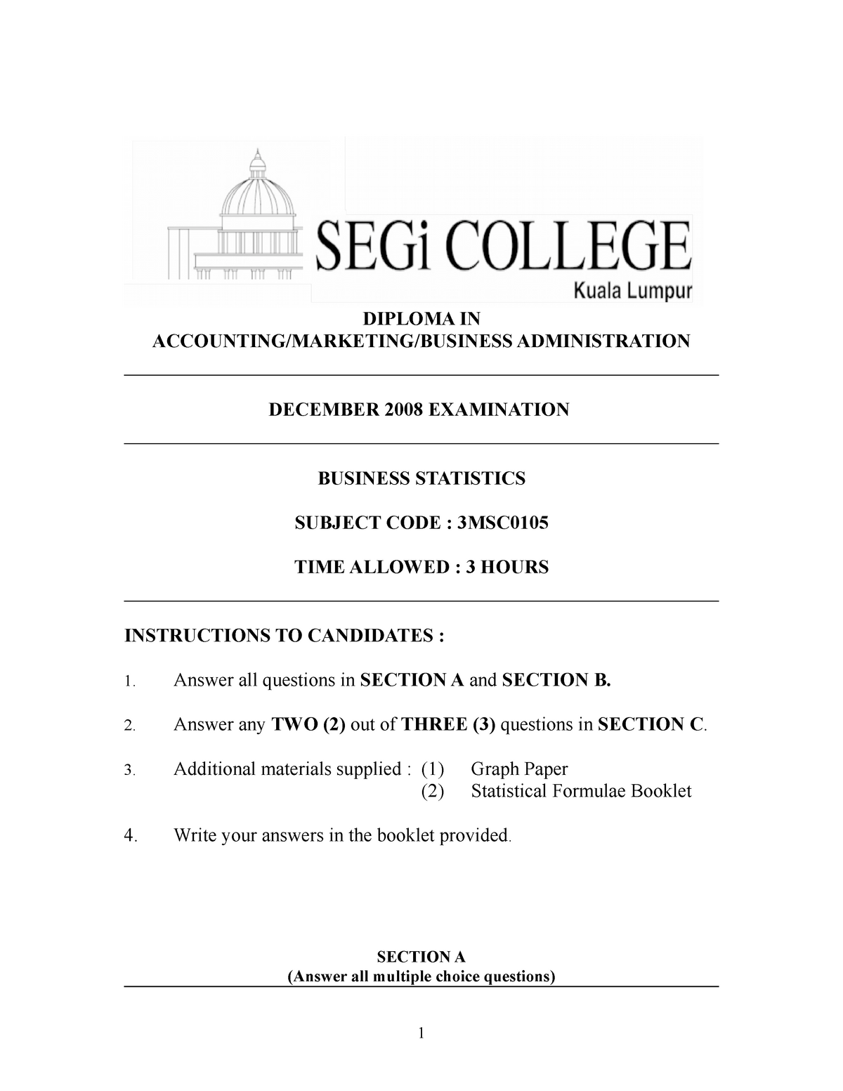 BS DEC 08 MS Lecture Notes 5 DIPLOMA IN ACCOUNTING MARKETING 