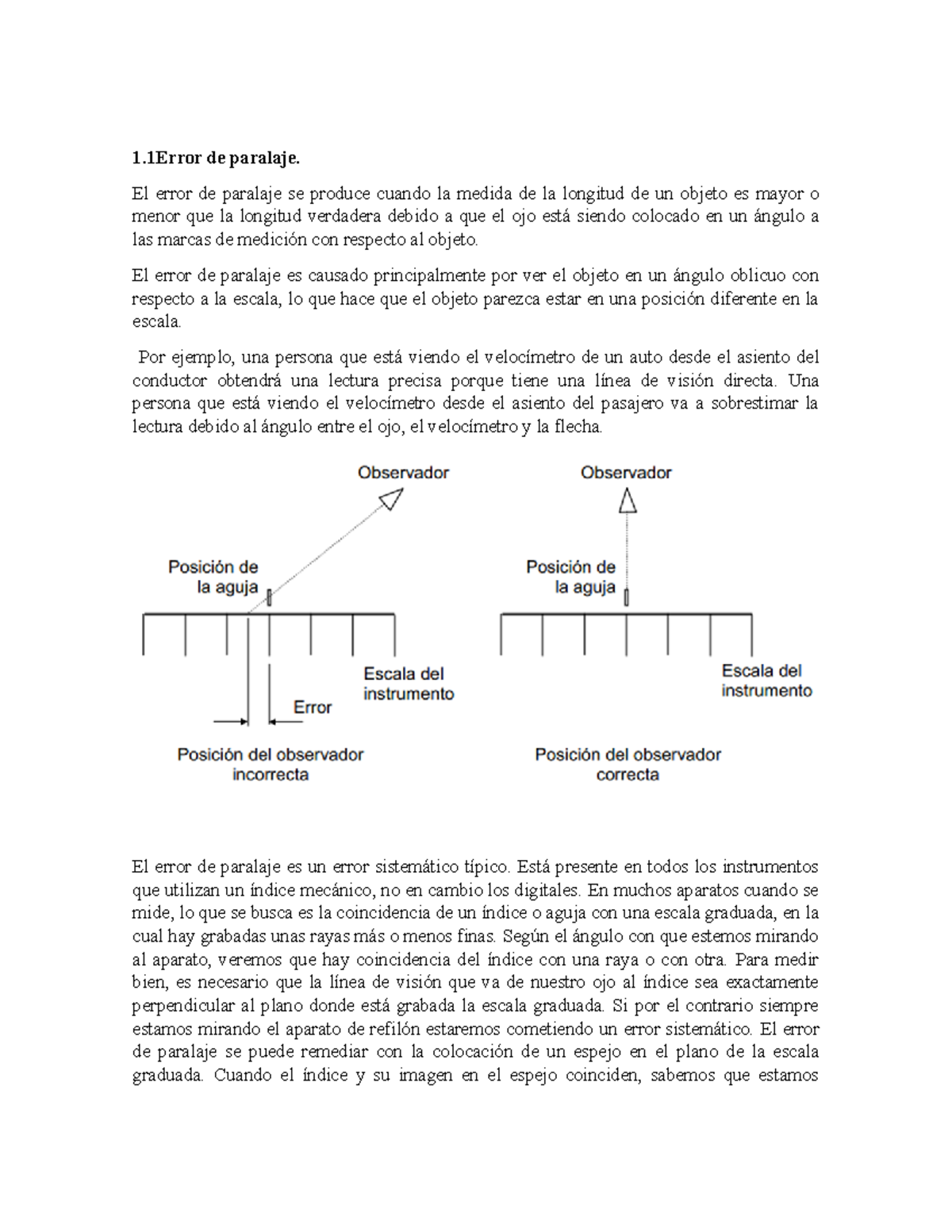 Trabajo APUNTES ESPECIALES DE MEDICION PRIMER SEMESTRE 1 de paralaje. El error de paralaje se Trabajo APUNTES ESPECIALES DE MEDICION PRIMER SEMESTRE 1 de paralaje. El error de paralaje se