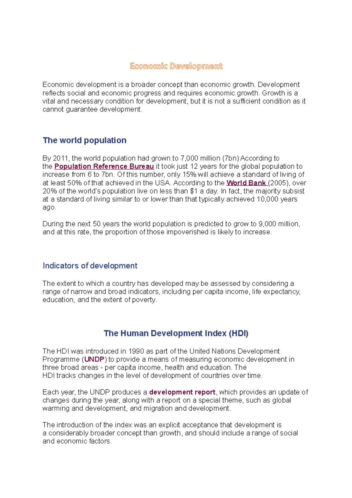 Measures of development Further Reading & Consolidating Knowledge FOR ...