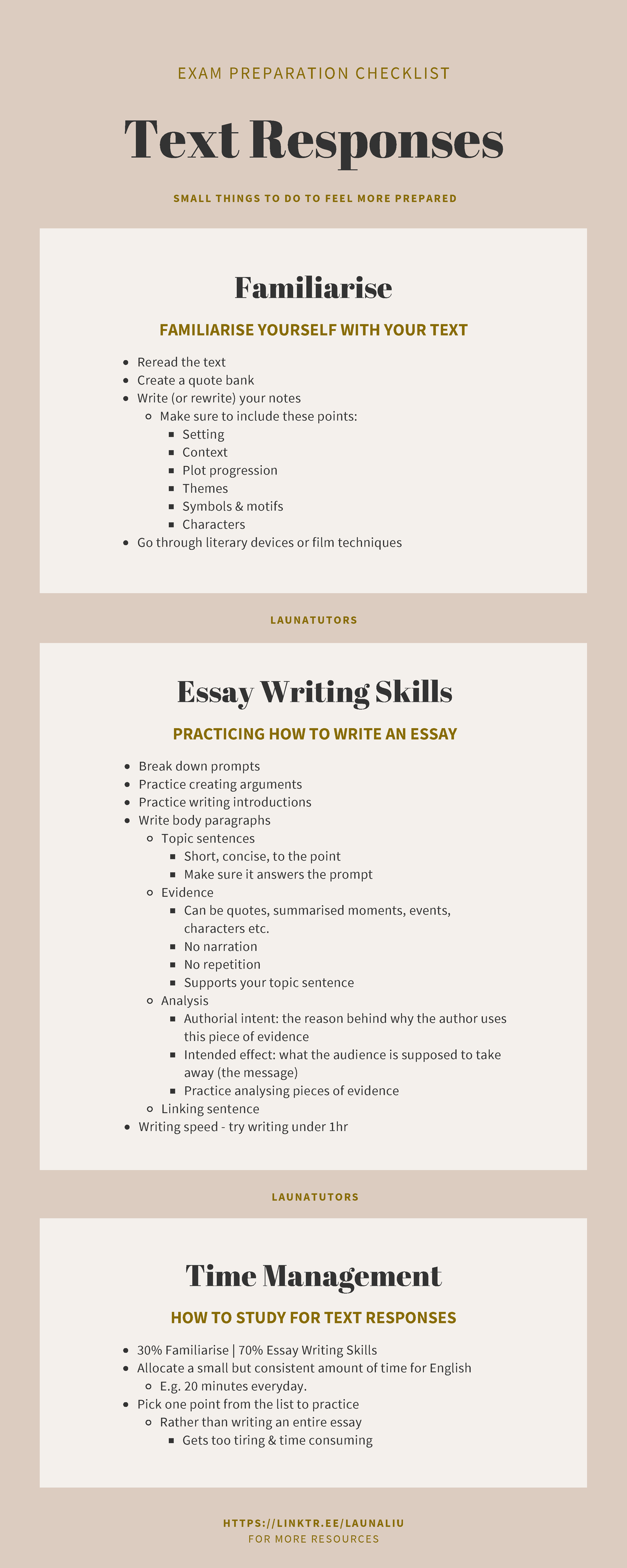 Text Response Checklist - E XAM PRE PA R A TIO N CH E C KLI S T Text ...