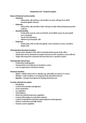 Compendium 2 - Lecture Notes - Compendium 2 L1. The Cell and Organelles ...