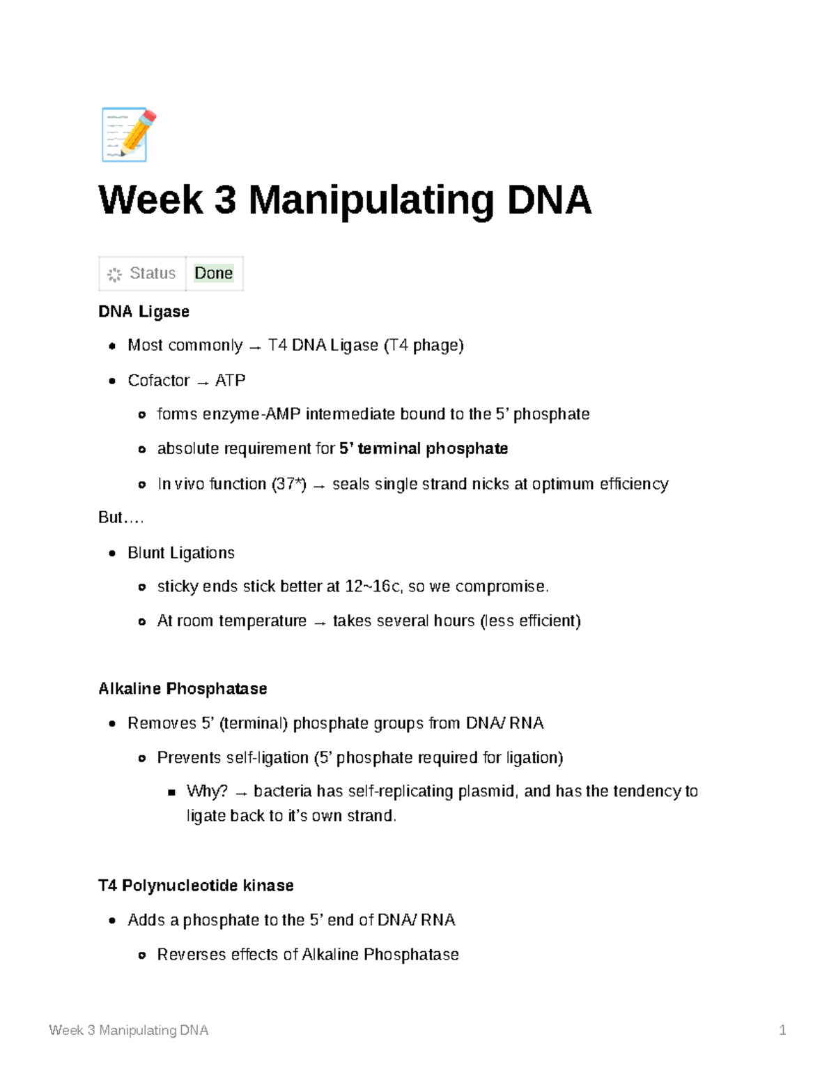 Week 3 Manipulating DNA df BIOL2004 UCL Studocu
