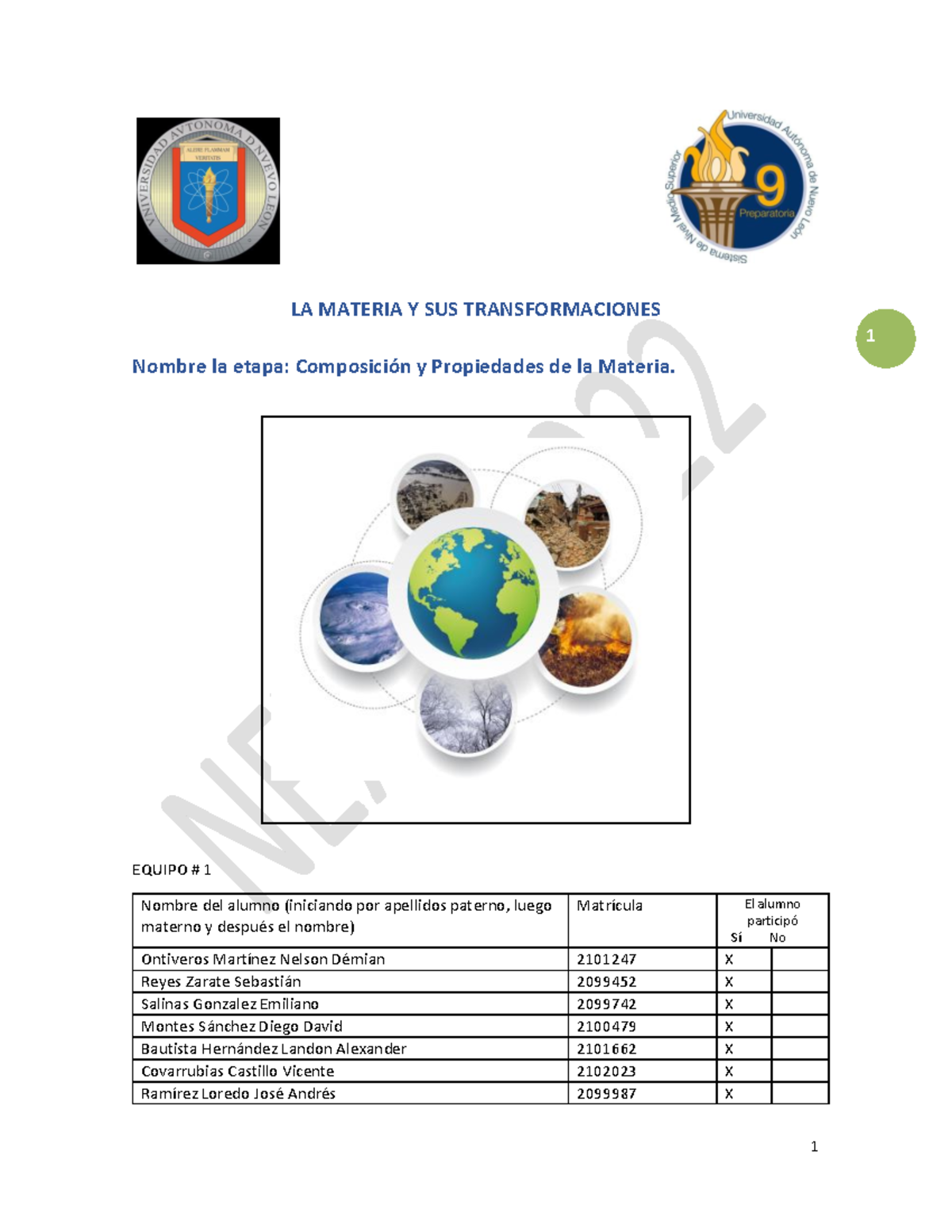 ESG T2E1 - La materia y sus transformaciones etapa 1 - 1 LA MATERIA Y ...