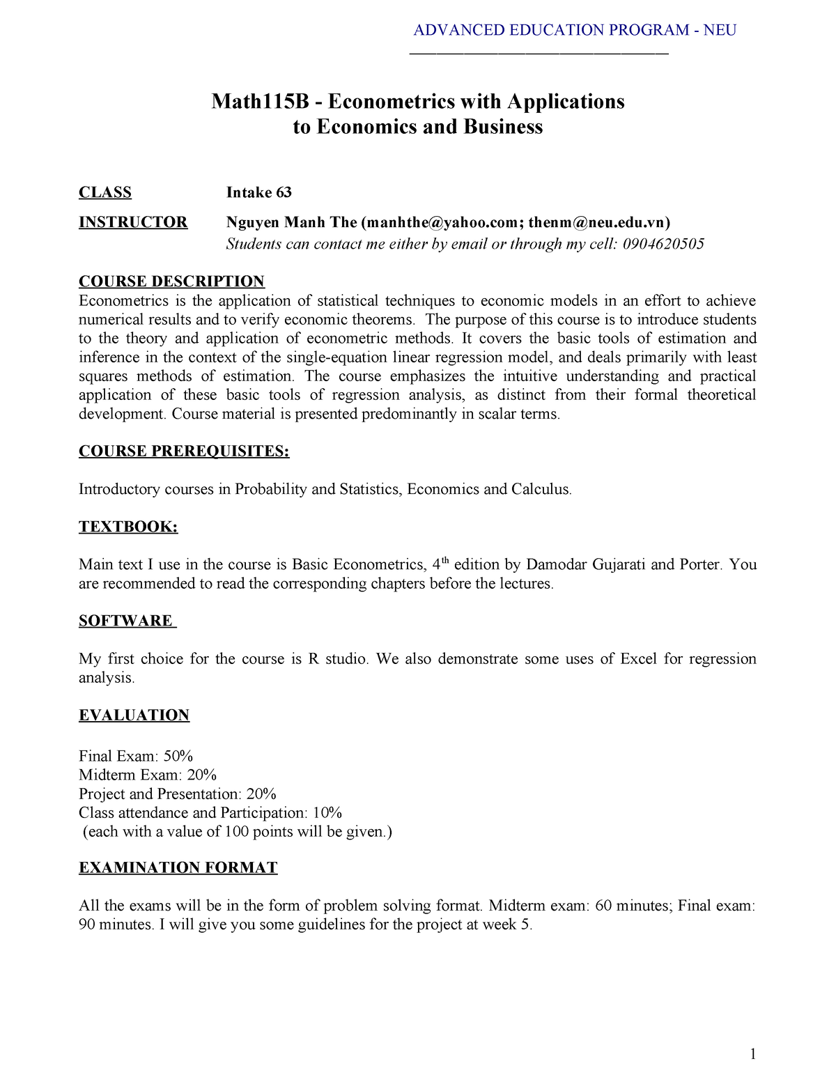 Math115B syllabus Hope this helps ADVANCED EDUCATION PROGRAM NEU