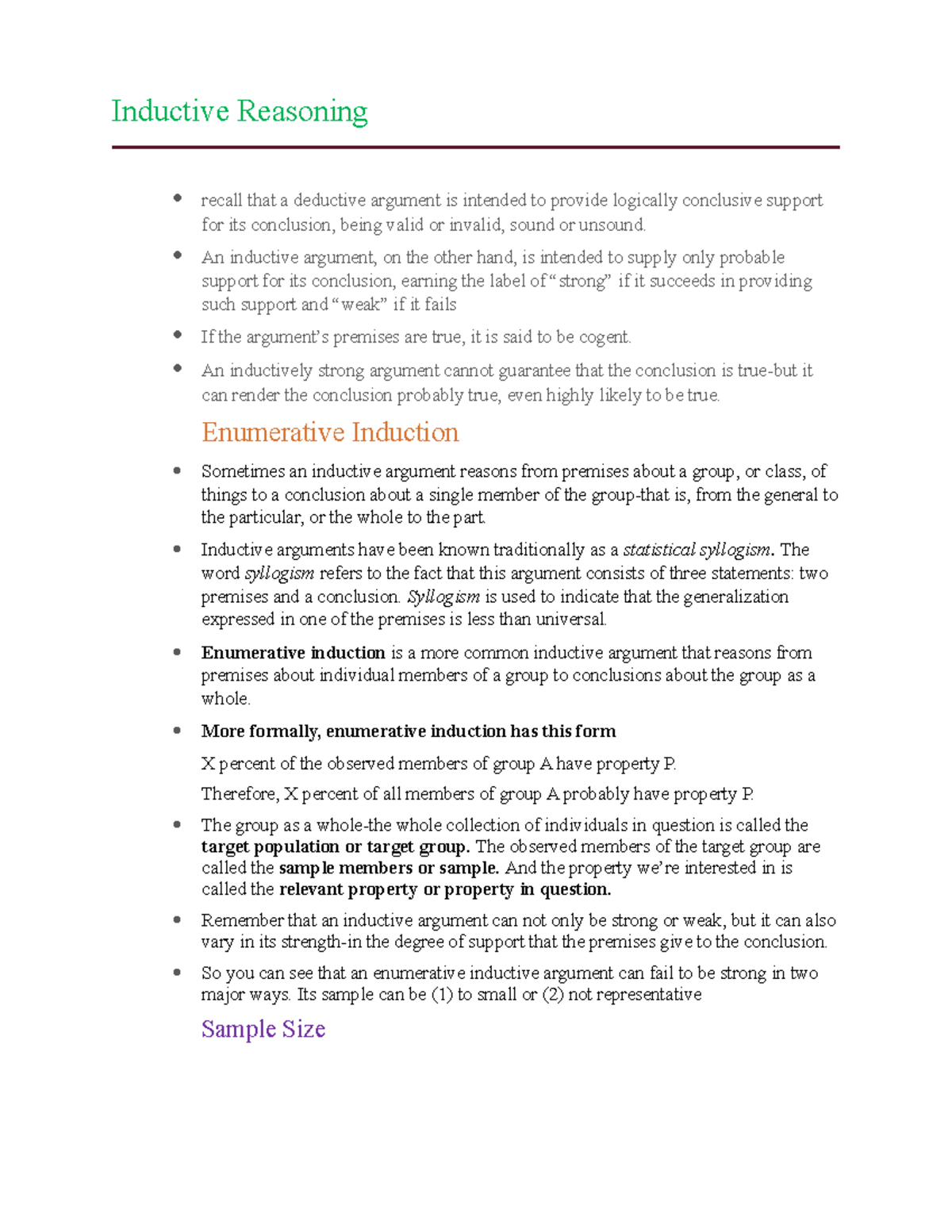 Chapter 8 critical thinking Inductive Reasoning recall that a