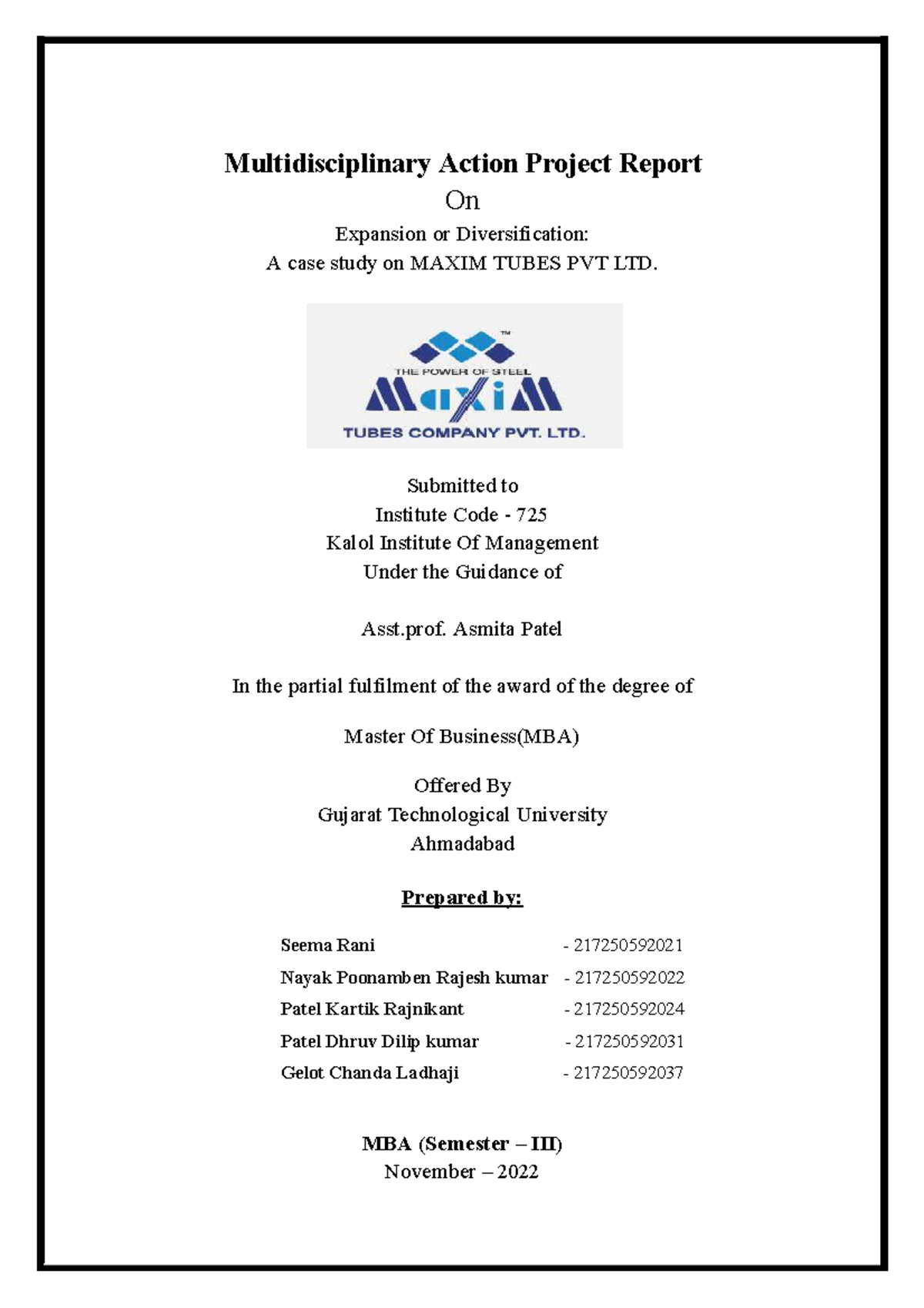 MAP - ok ok - Multidisciplinary Action Project Report On Expansion or ...