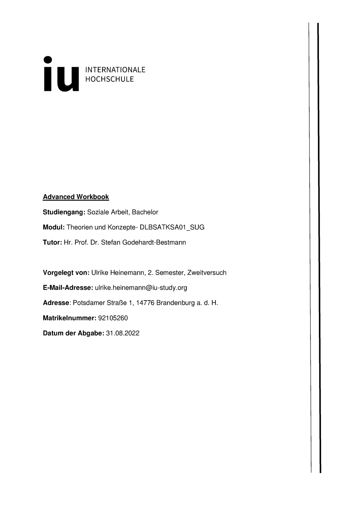 Theorien Und Konzepte Der Sozialen Arbeit - Advanced Workbook ...