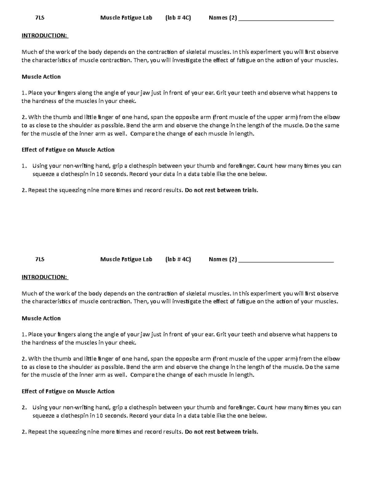 Muscle Fatigue Lab Body Systems Ls Muscle Fatigue Lab Lab C