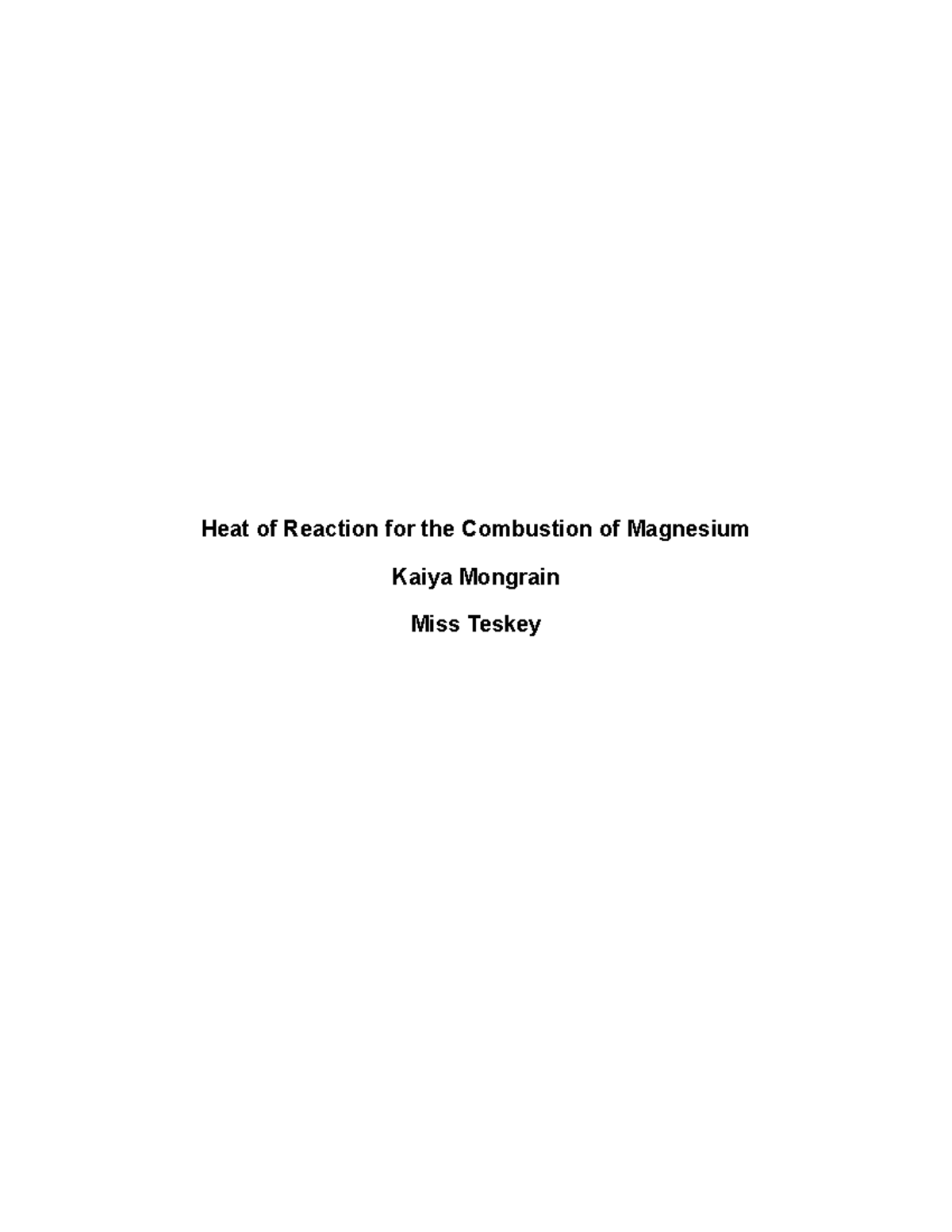 heat-of-reaction-for-the-combustion-of-magnesium-introduction-in-this