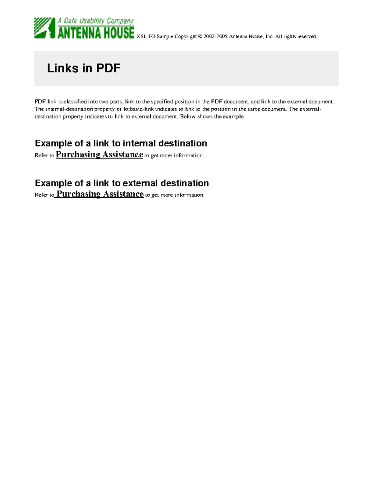 Samplelink 1 sdfasdfasdfasdf XSL FO Sample Copyright © 20022005