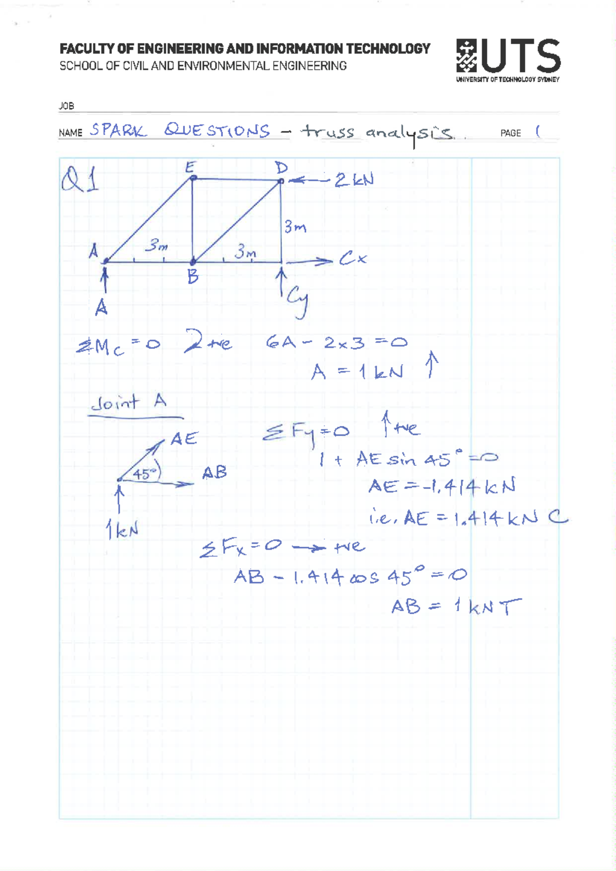 9 Example Solutions On Trusses 048321 Studocu