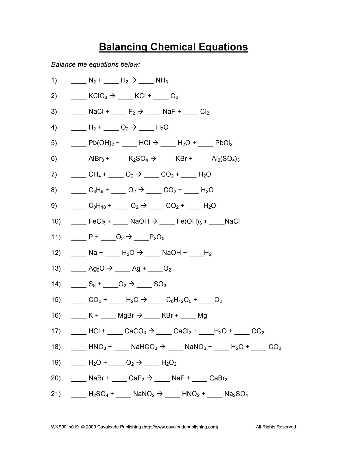 Balancing Equations Practice Worksheet Chemistry - CHEM 22 - StuDocu Intended For Balancing Equations Worksheet Answers