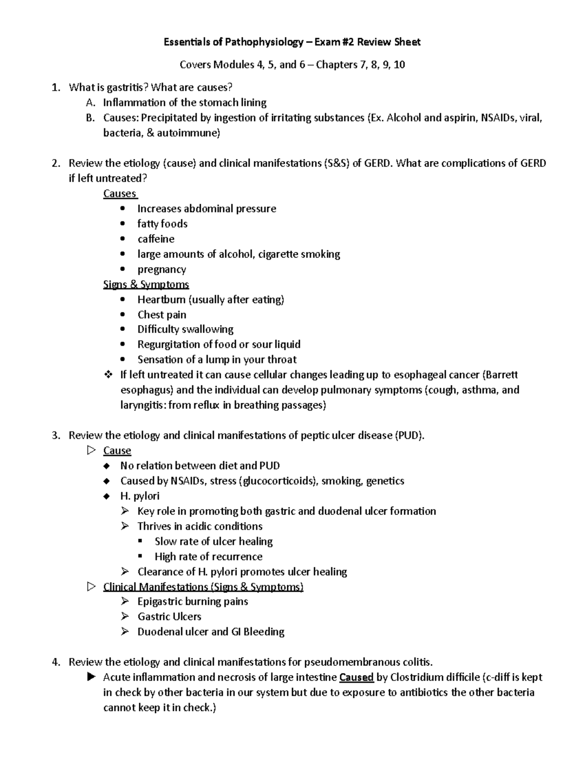 Essentials Of Pathophysiology - Exam 2 Review Sheet - Essentials Of ...