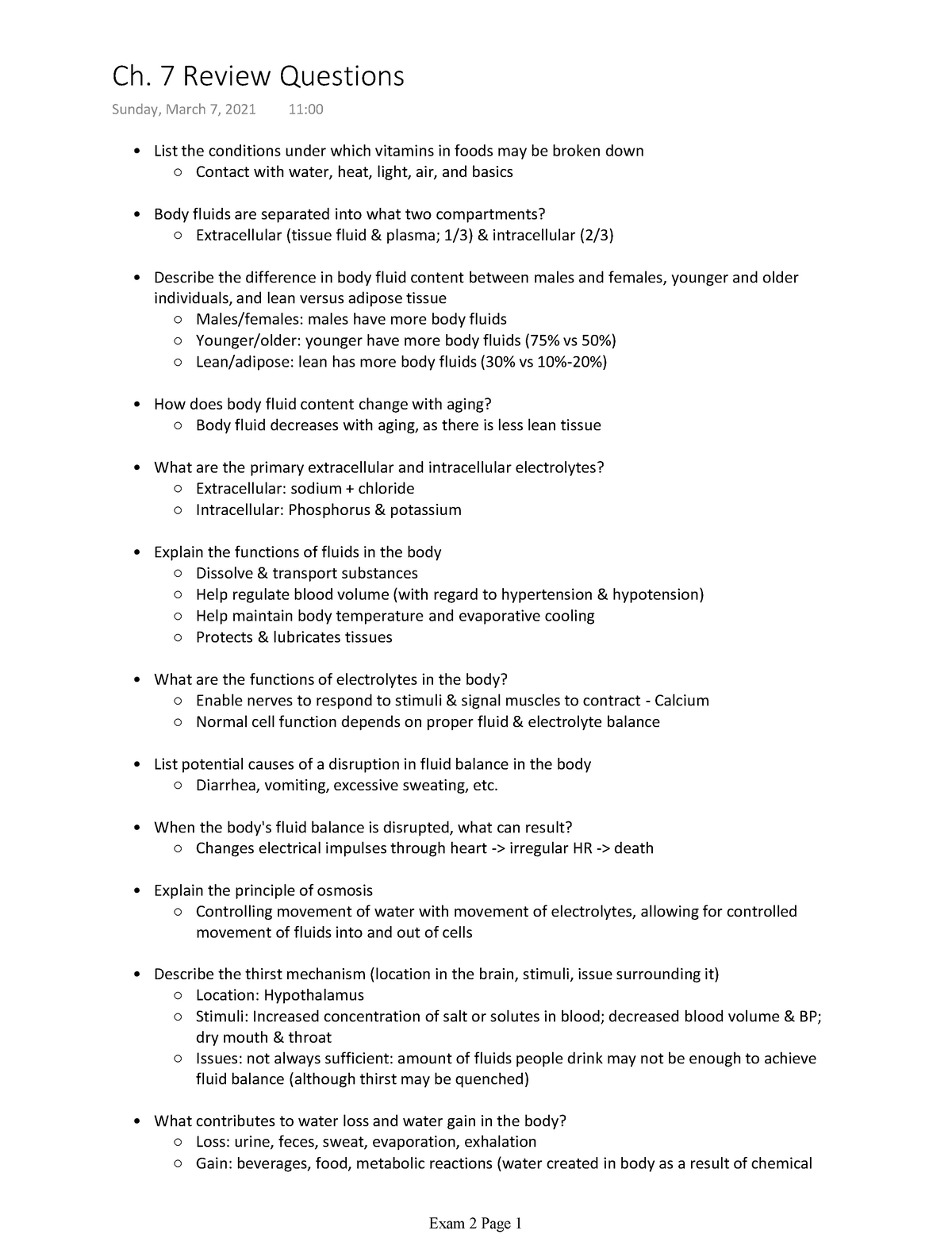 Ch. 7 Review Questions - Dr. Nicole Stob - Spring, 2019 - List the ...