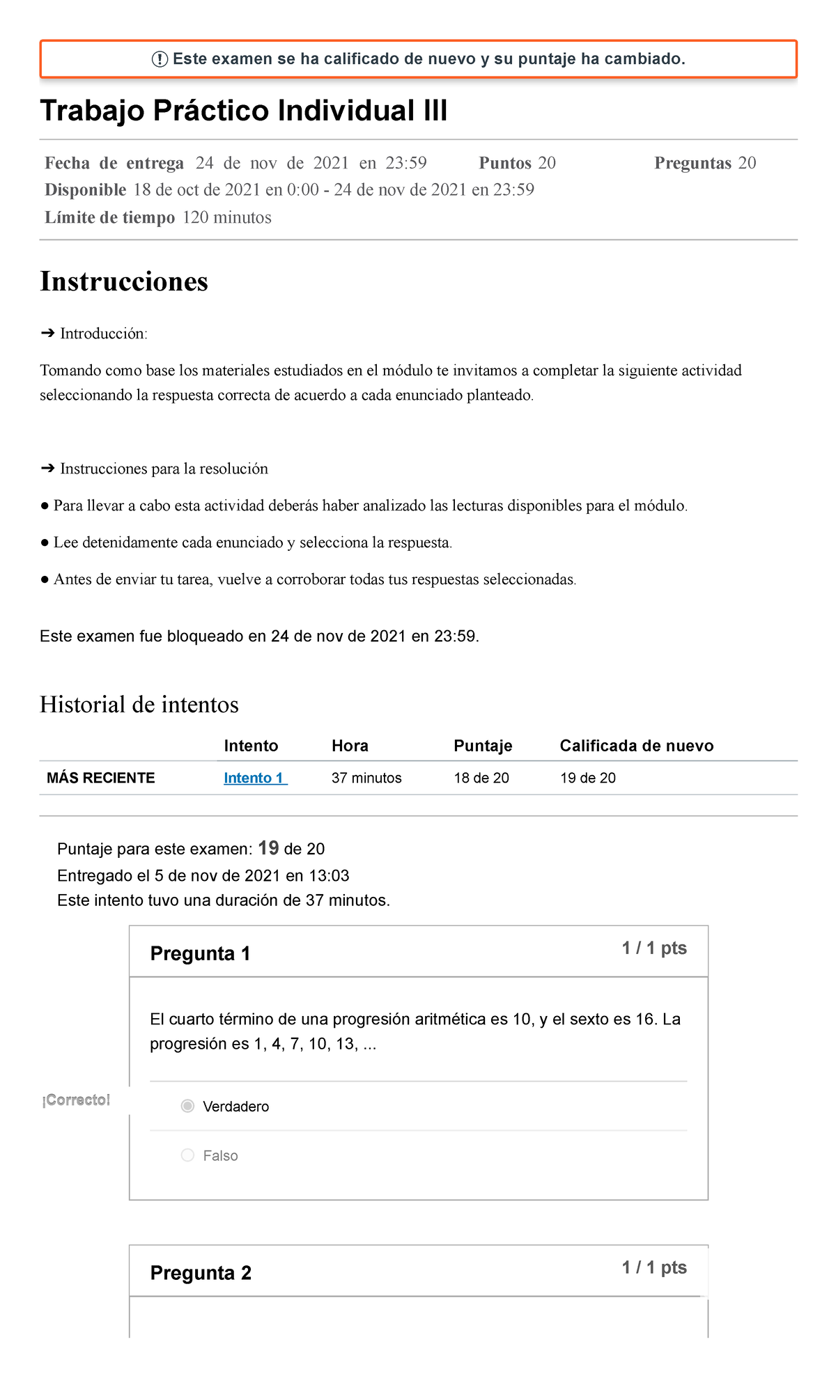 Trabajo Práctico Individual Iii Matematicas I Este Examen Se Ha Calificado De Nuevo Y Su 6324