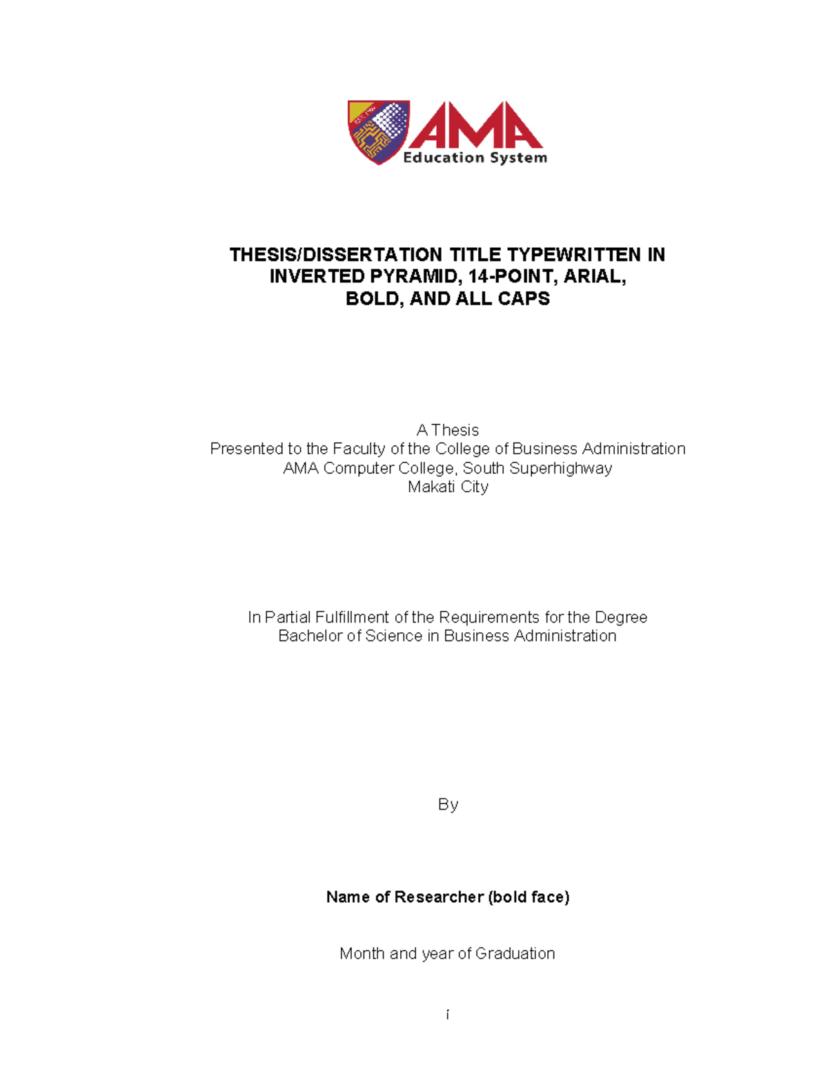 Thesis template guide THESIS/DISSERTATION TITLE TYPEWRITTEN IN