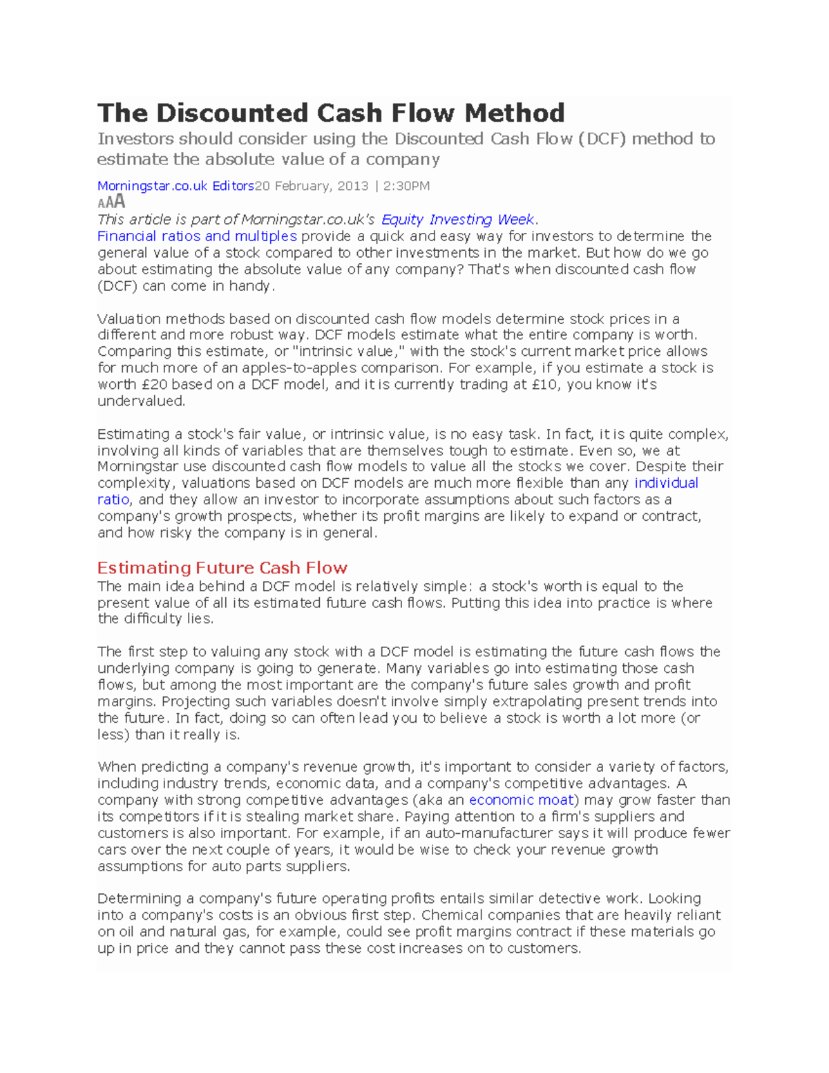 DCF Method - dcf - The Discounted Cash Flow Method Investors should ...