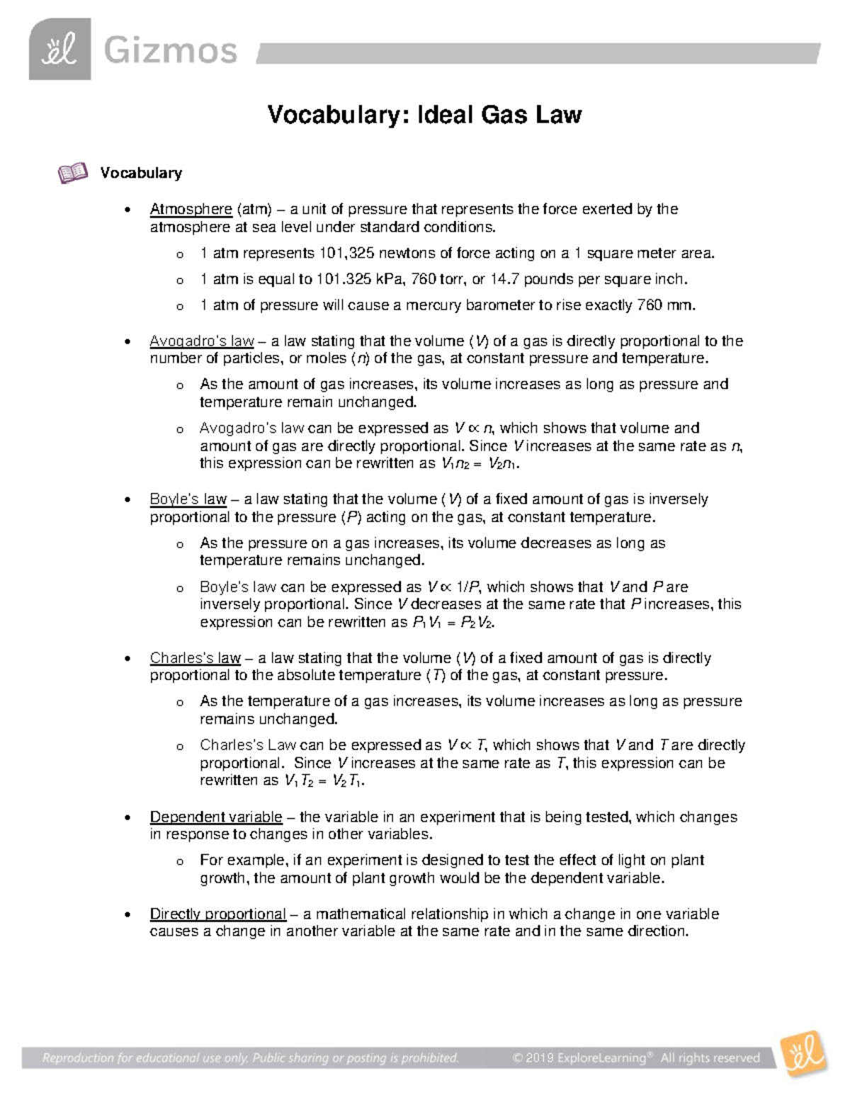 Ideal Gas Law Vocab A good job 2019 Vocabulary Ideal Gas Law