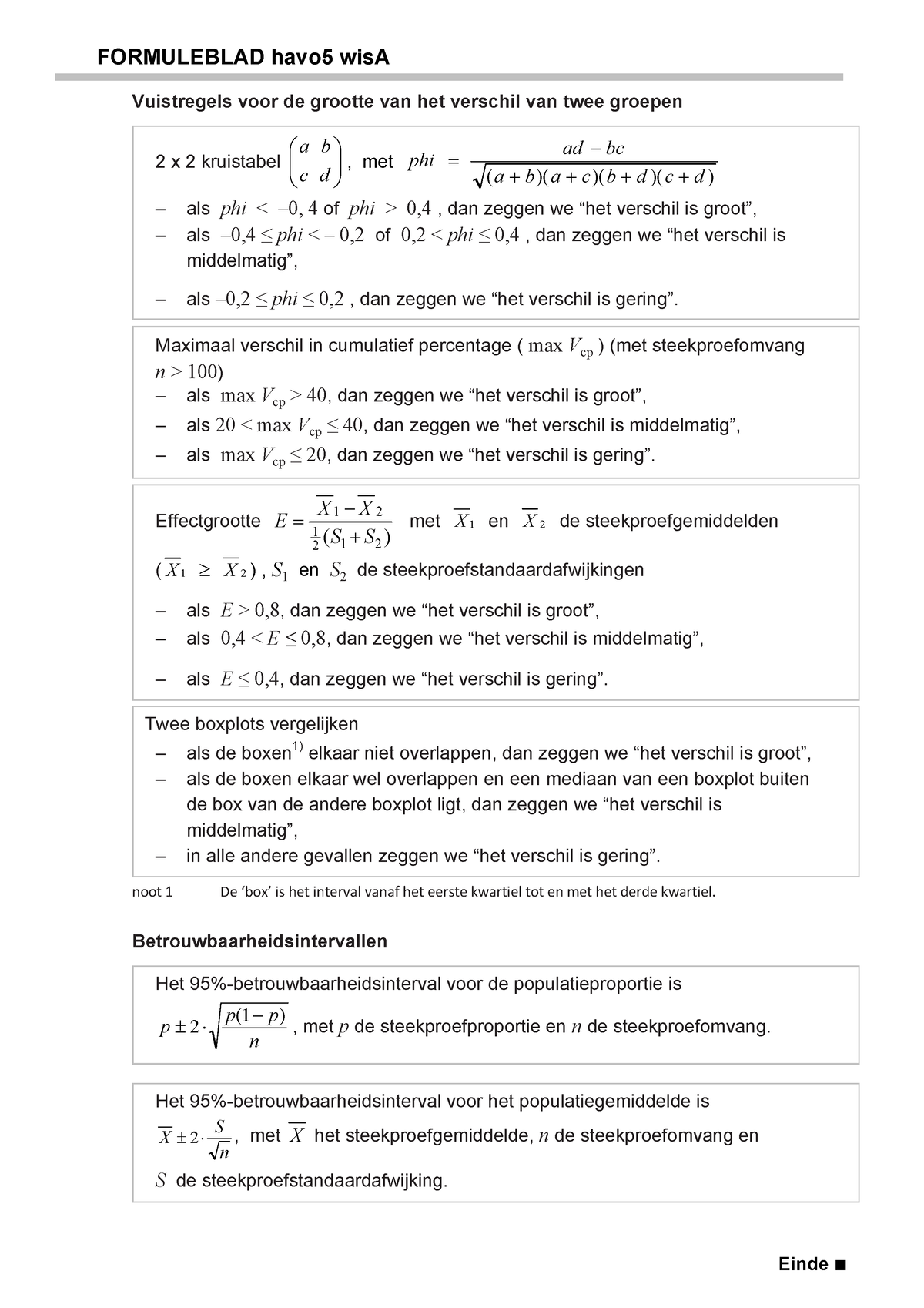 Formuleblad Havo5 Wis A Vanaf 2017 Op één Blz - FORMULEBLAD Havo5 WisA ...