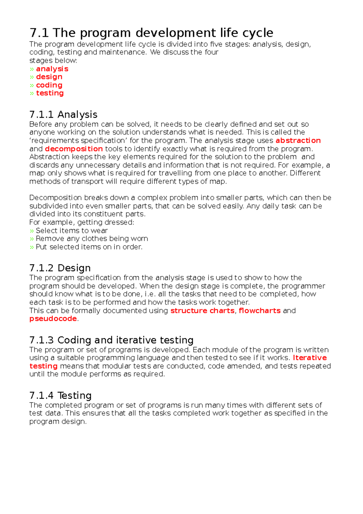 YR11 Notes - 7 The program development life cycle The program ...