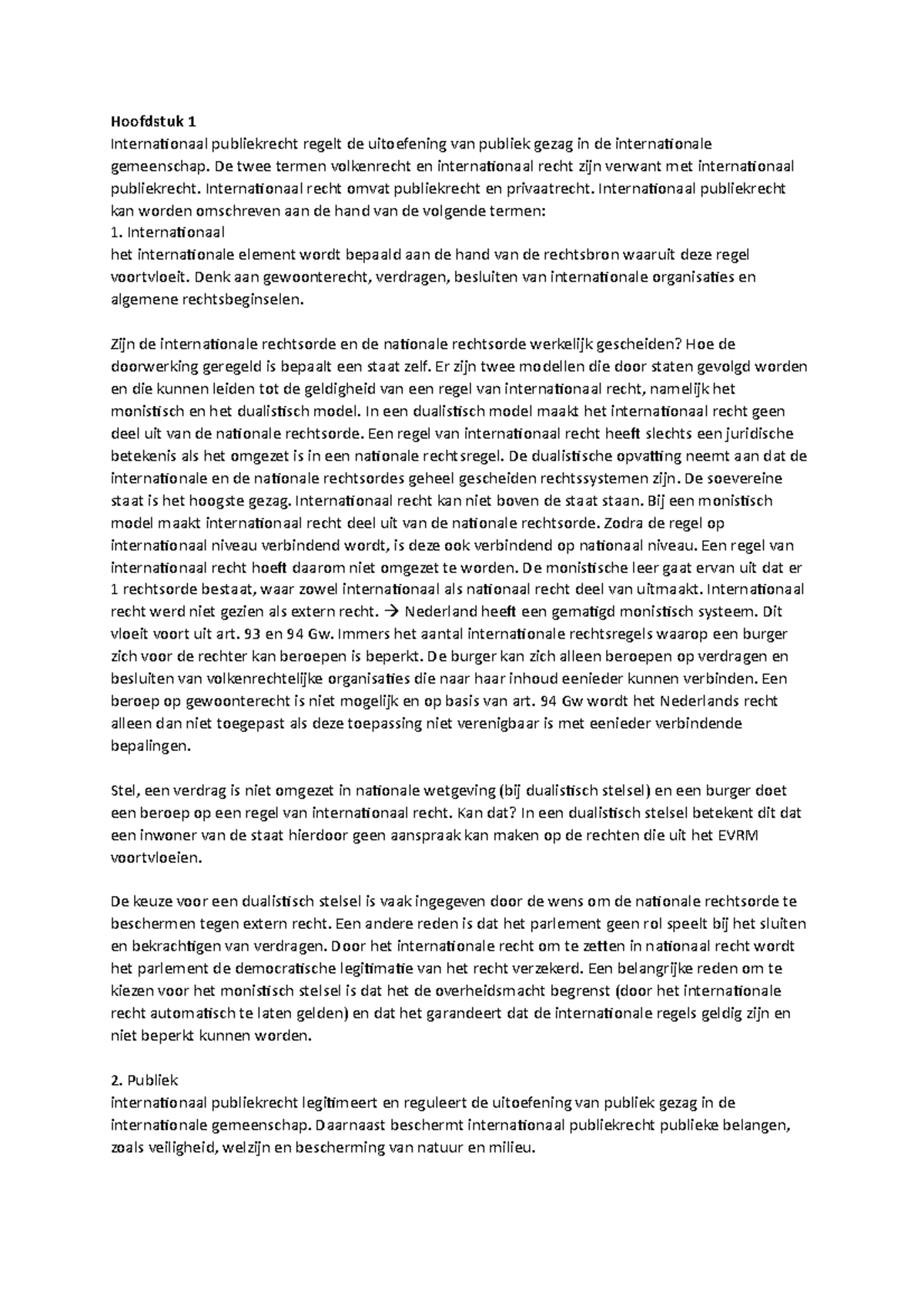 Samenvatting Check - Hoofdstuk 1 Internationaal Publiekrecht Regelt De ...