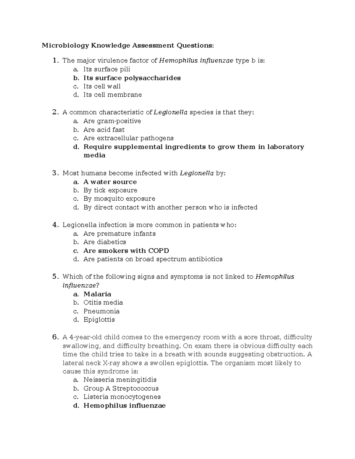 Microbiology Assessment Questions - Microbiology Knowledge Assessment ...