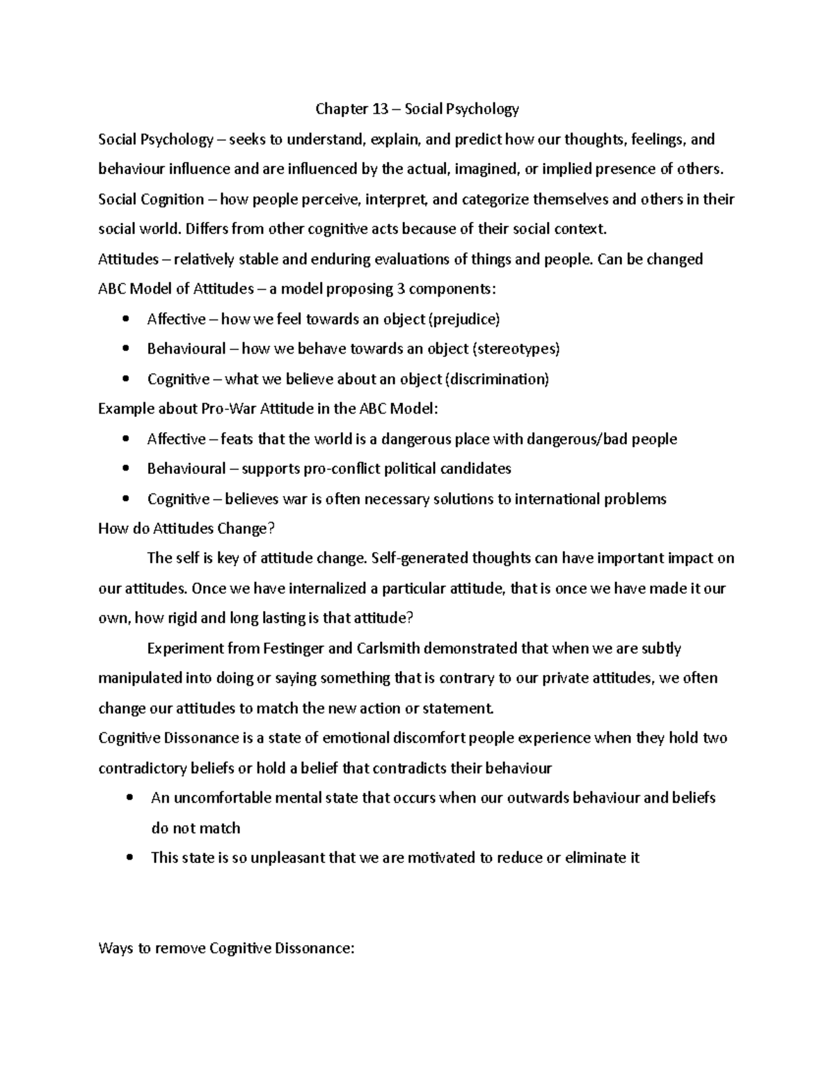 CH13 - Notes - Chapter 13 – Social Psychology Social Psychology – seeks ...