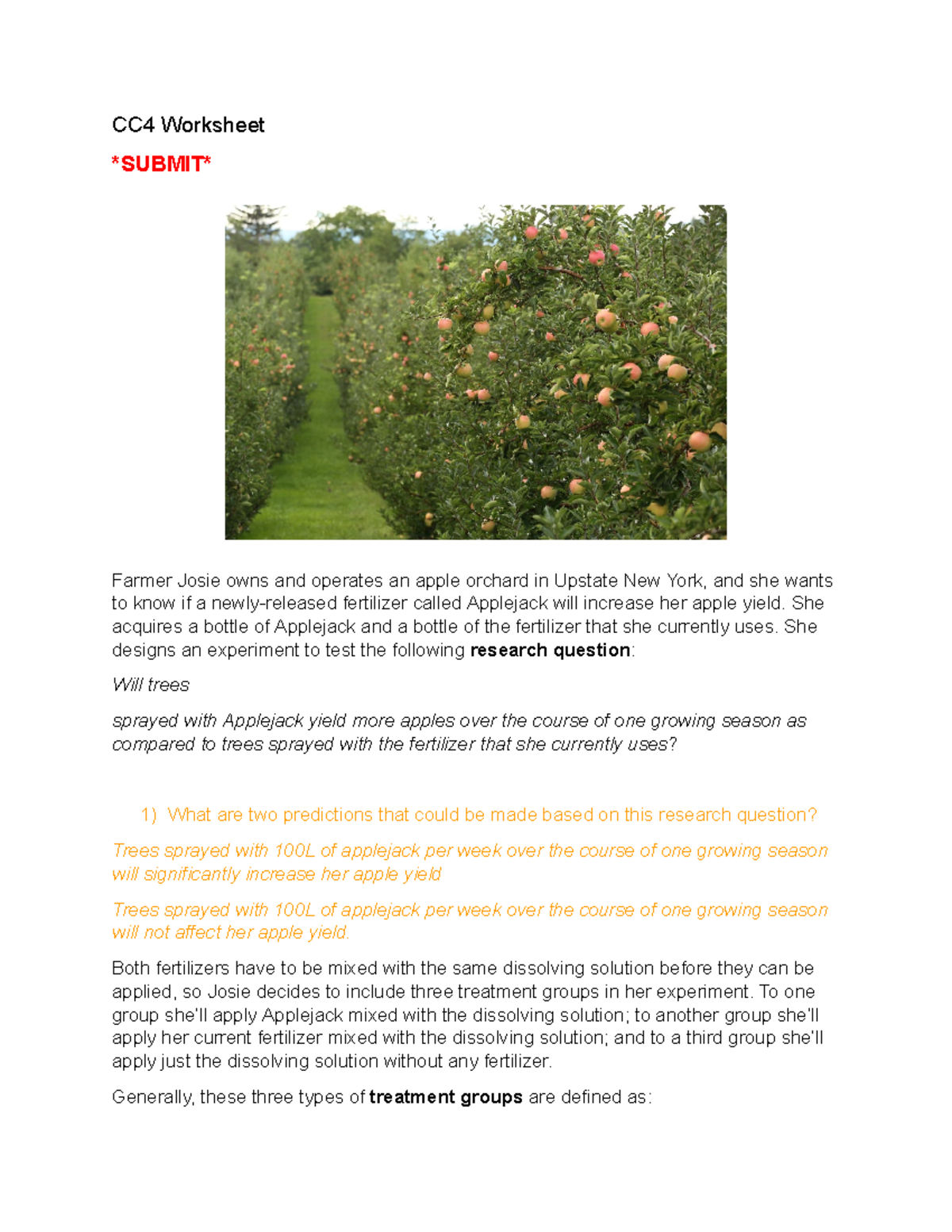 CC4A Worksheet - CC4 Worksheet SUBMIT Farmer Josie owns and operates an ...