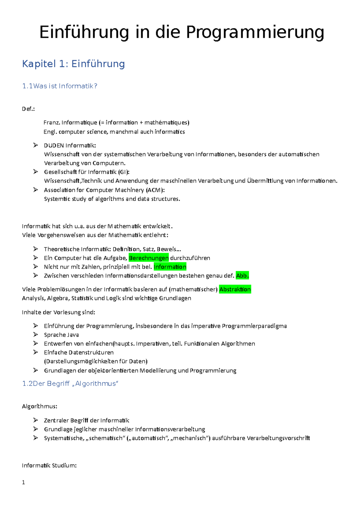 Einführung in die Programmierung - Einführung in die Programmierung ...