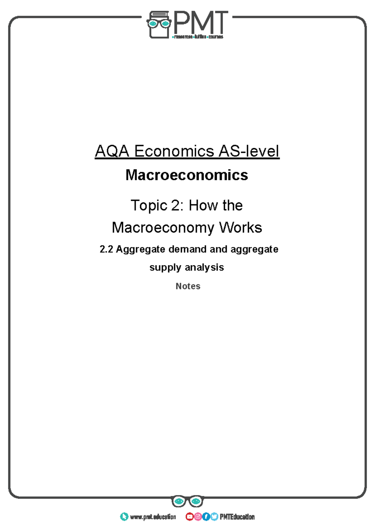 B) Aggregate Demand And Aggregate Supply Analysis - AQA Economics AS ...