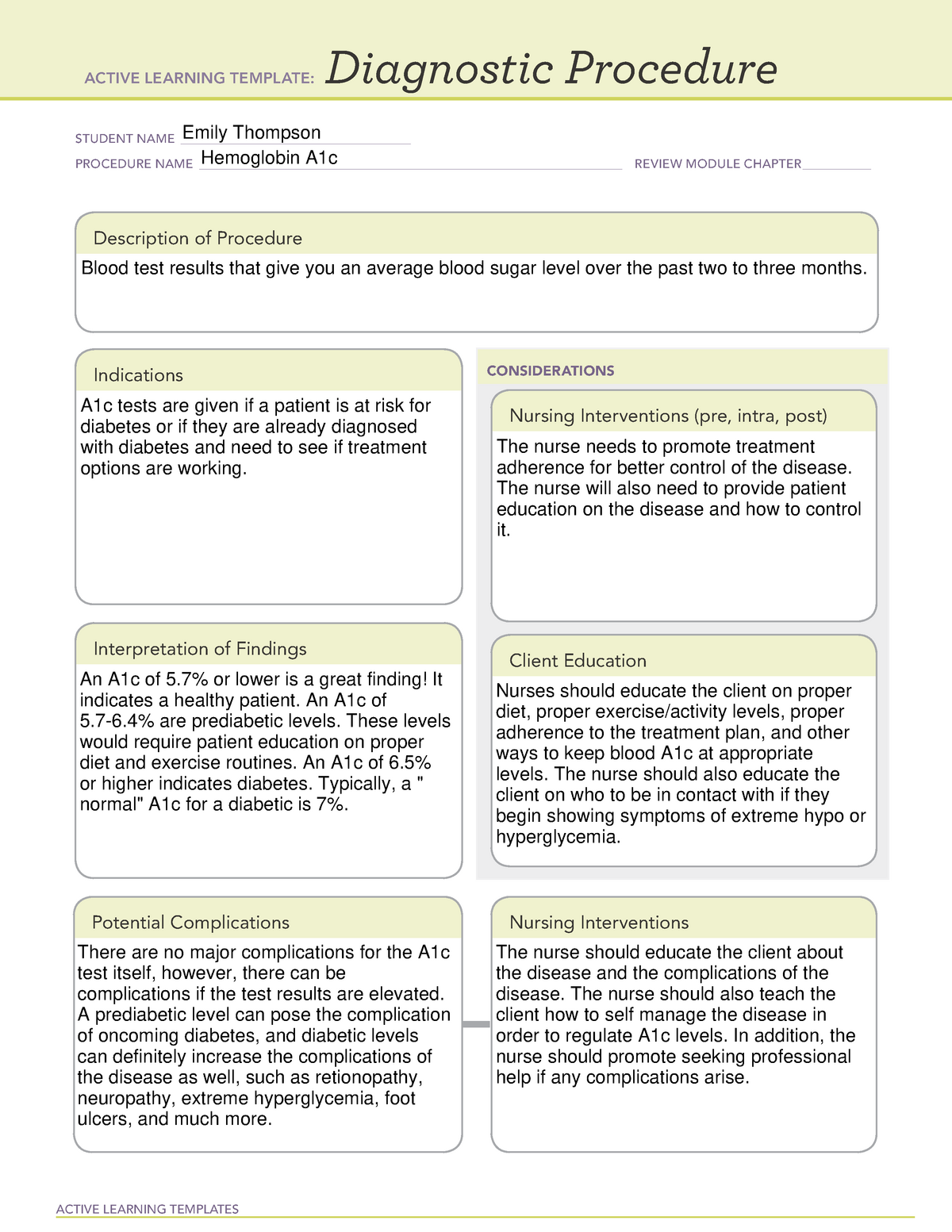 Active Learning Template Diagnostic Procedure Printable Templates My