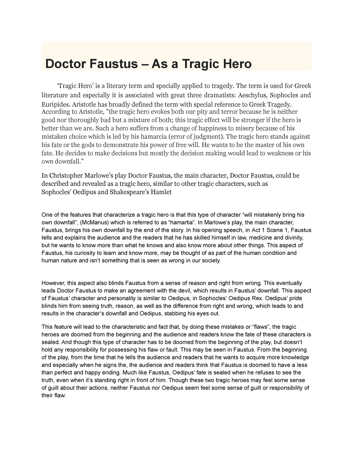 doctor faustus essay