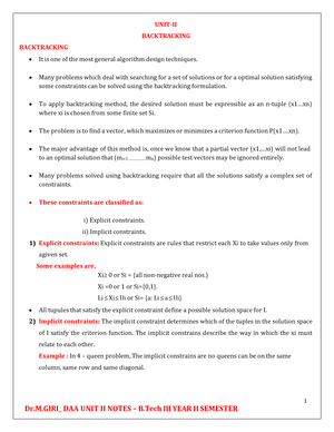 DAA Unit Wise Notes - 1 UNIT-II DISJOINT SETS DISJOINT SETS : Sets are ...